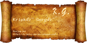 Kripkó Gergő névjegykártya